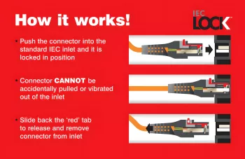 IEC-LOCK Spina IEC60320-C13 con meccanismo di blocco connettore montabile